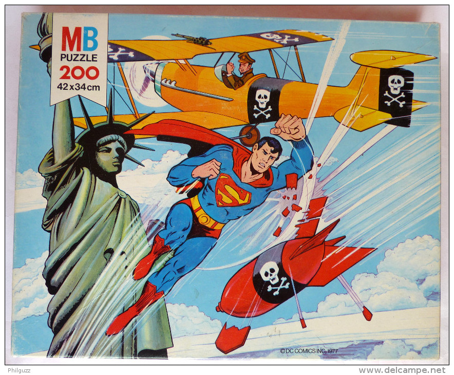 Puzzle MB 1980 - SUPERMAN - 200 Pièces DC Statue De La Liberté Complet - Puzzels