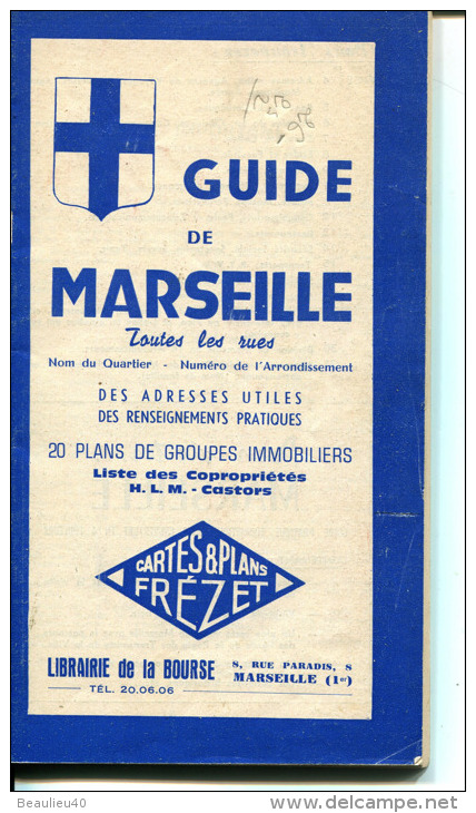 GUIDE DE MARSEILLE    TOUTES LES RUES ADRESSES UTILES LIBRAIRIE DE LA BOURSE - Francia