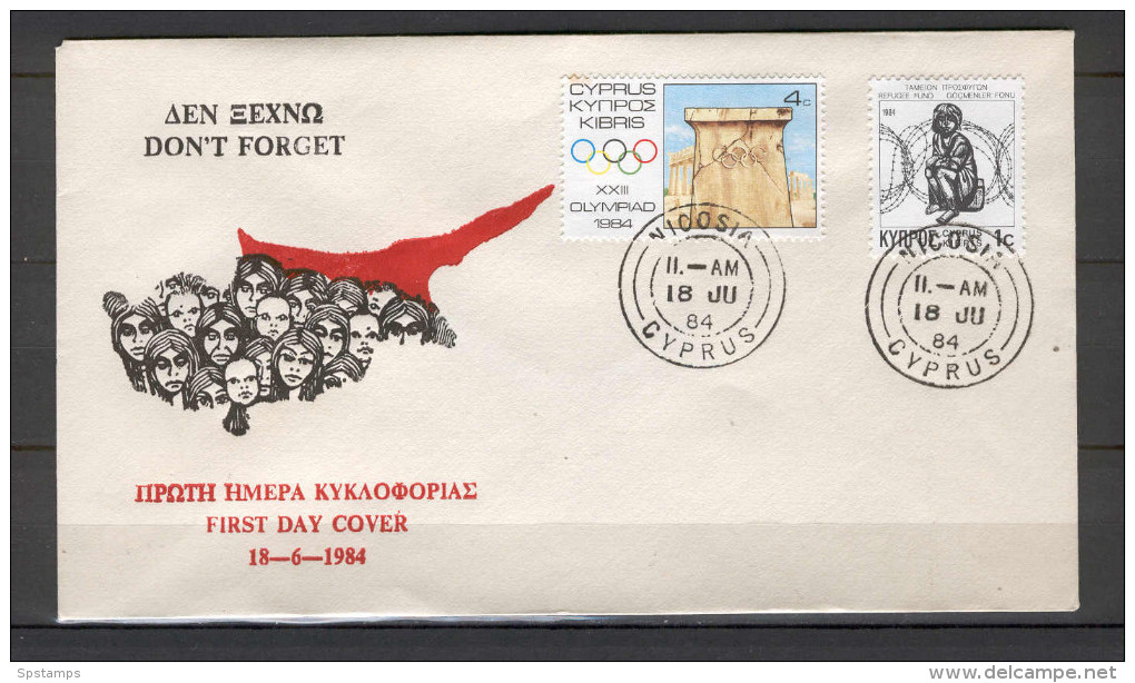 Cyprus 1984 (Vl 438) Special Refugee Fund Stamps UNOFFICIAL FDC - Covers & Documents