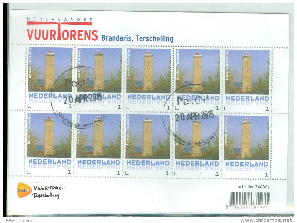 NEDERLAND *  VUURTORENS * BRANDARIS TERSCHELLING * LIGHTHOUSE * LEUCHTURM * BLOK * BLOC * BLOCK * NETHERLANDS * GEBRUIKT - Oblitérés