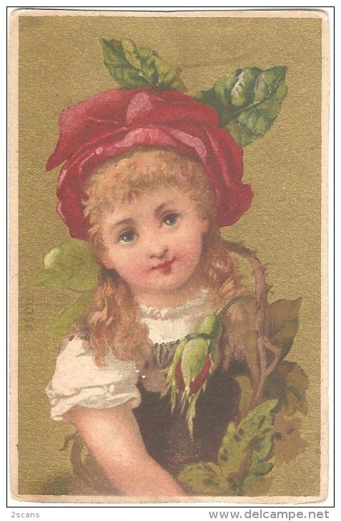 Chromo, Chromolithographie - Fillette - 7,4 X 11,4 Cm - Autres & Non Classés