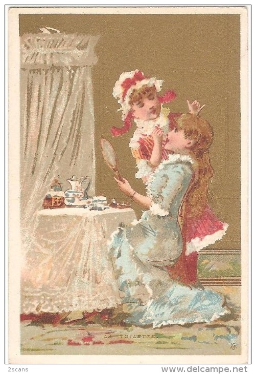 Chromo, Chromolithographie - "La Toilette" - 7,5 X 11,2 Cm - Autres & Non Classés