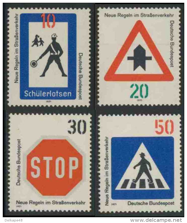 Deutschland Germany 1971 Mi 665 / 8 YT 528 /1 Sc 1055 /8 ** New Road Traffic Regulations / Neue Regeln Im Straßenverkehr - Andere (Aarde)