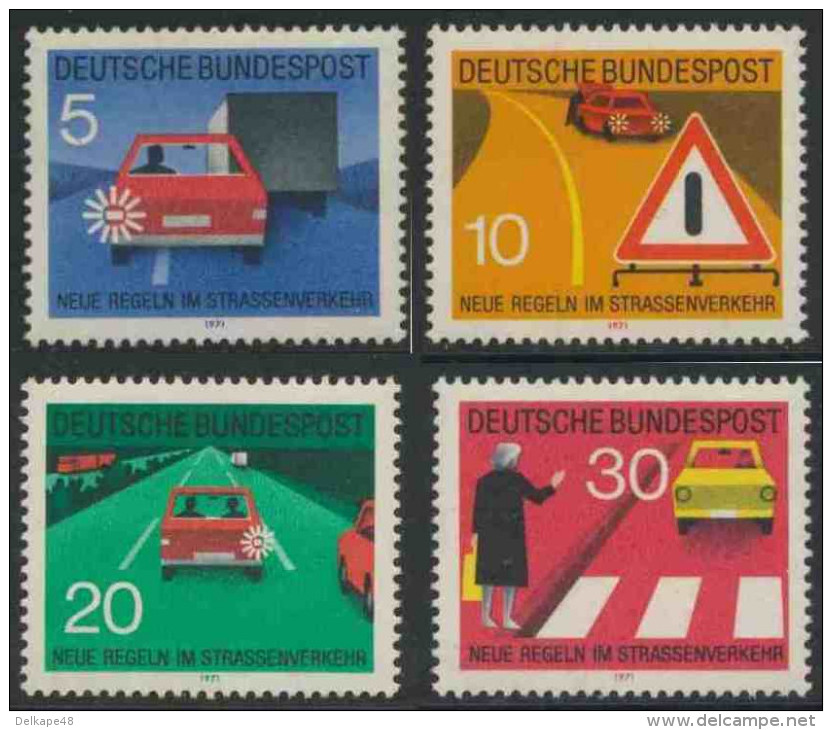 Deutschland Germany 1971 Mi 670 /3 YT 534 /7 Sc 1059 /2 ** New Traffic Regulations  //  Neue Regeln Im Straßenverkehr - Andere (Aarde)