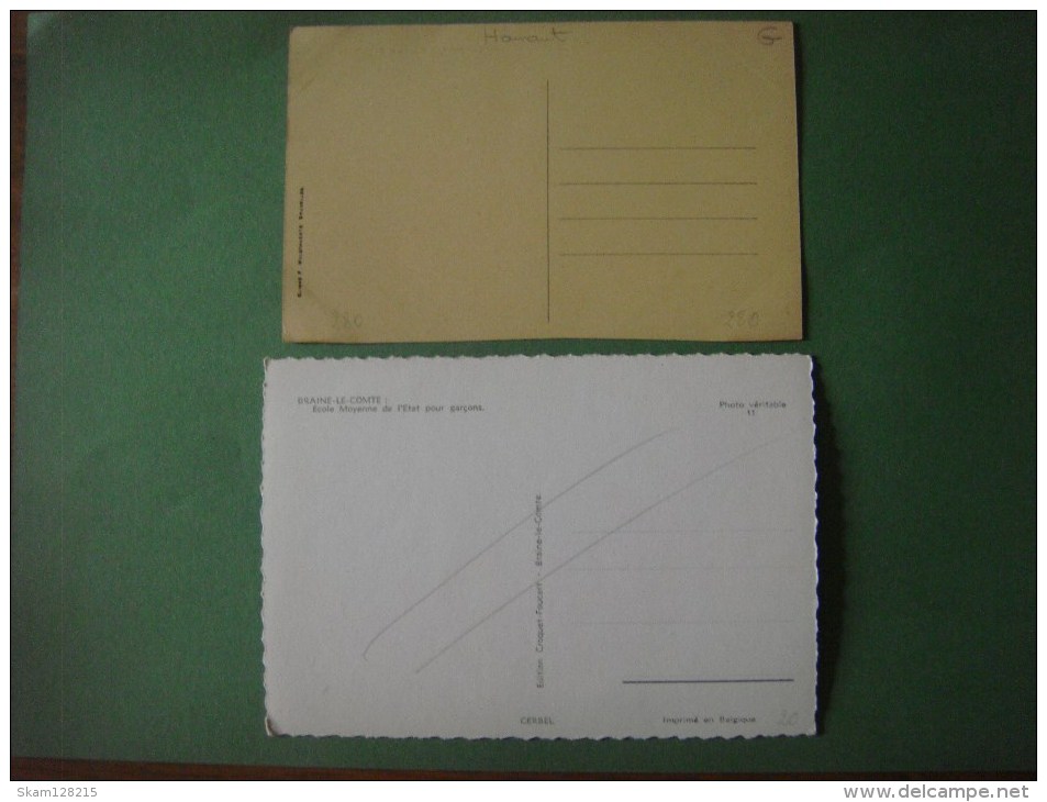 BRAINE - LE - COMTE Lot De 2 Cartes Ecole Moyenne Des Garçons Rue De Mons - Braine-le-Comte