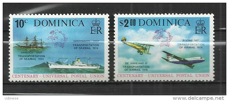 DOMINICA 1974 - U.P.U. CENTENARY - CPL. SET - MNH MINT NEUF NUEVO - Dominica (...-1978)