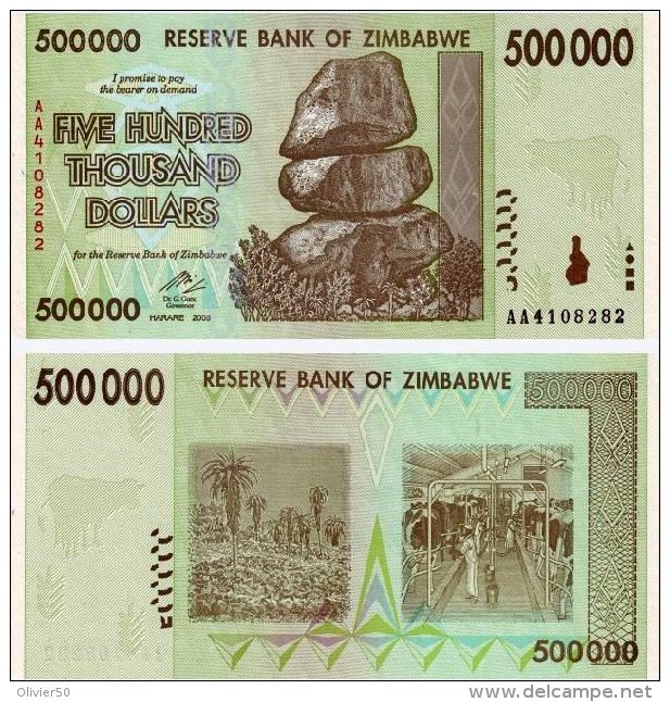 Zimbabwe (2008)   -   500 000 Dollars  - P 76  UNC - Simbabwe