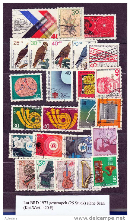 Lot BRD 1973 Gestempelt (25 Stück) Siehe Scan. (Kat.Wert ~ 20€) - Used Stamps