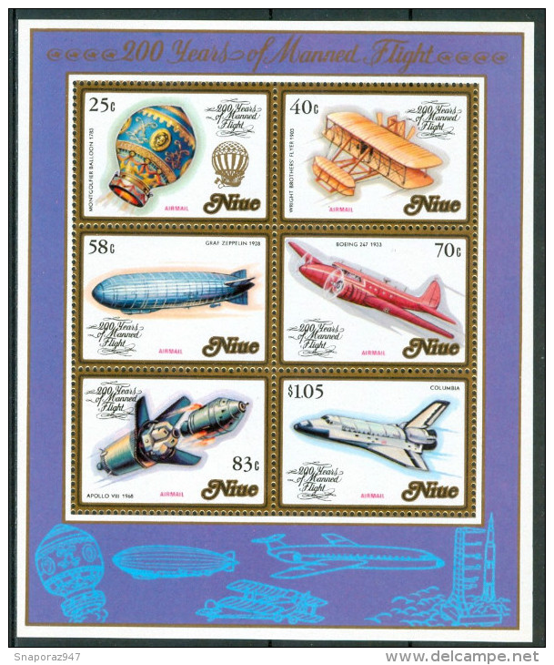 1983 Niue Aerei Aircraft Avions Block MNH** BL6 - Airplanes