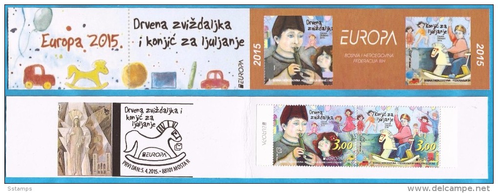 2015 EUROPA CEPT BOSNIA ERZEGOWINA MOSTAR KROATISCHE POST OLD TOYS CHILDREN BOOKLET-D MINT - 2015