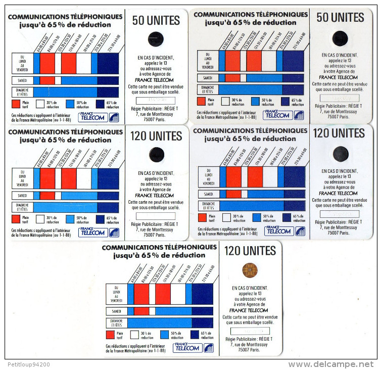 TELECARTES CORDONS Bleus   (lot De 5)  LOT 1 - Cordons'