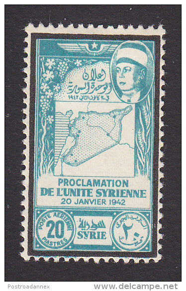 French Syr, Scott #C105, Mint  Hinged, President Hassani And Map, Issued 1943 - Airmail