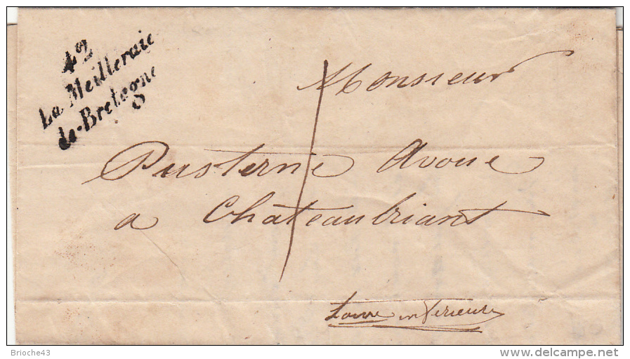 LOIRE INFÉRIEURE 1851 LAC ÉCRITE DE LA PALISSIONNIERE CURSIVE 42/La Meilleraie/de-Bretagne (avec Un I)  / ROUGE III- 18 - 1849-1876: Klassik