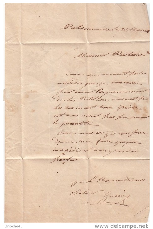 LOIRE INFÉRIEURE 1851 LAC ÉCRITE DE LA PALISSIONNIERE CURSIVE 42/La Meilleraie/de-Bretagne (avec Un I)  / ROUGE III- 18 - 1849-1876: Klassik