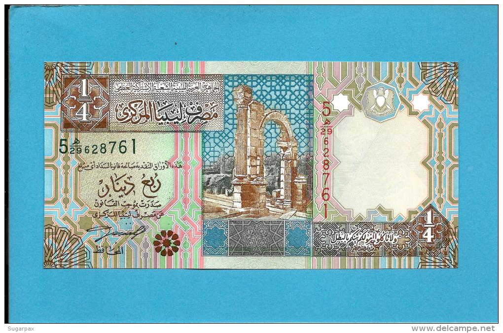 LIBYA - 1/4 Dinar - ( 2002 ) - P 62 -  UNC. - Sign. 4 - Series 5 -  See 2 Scans - Libië