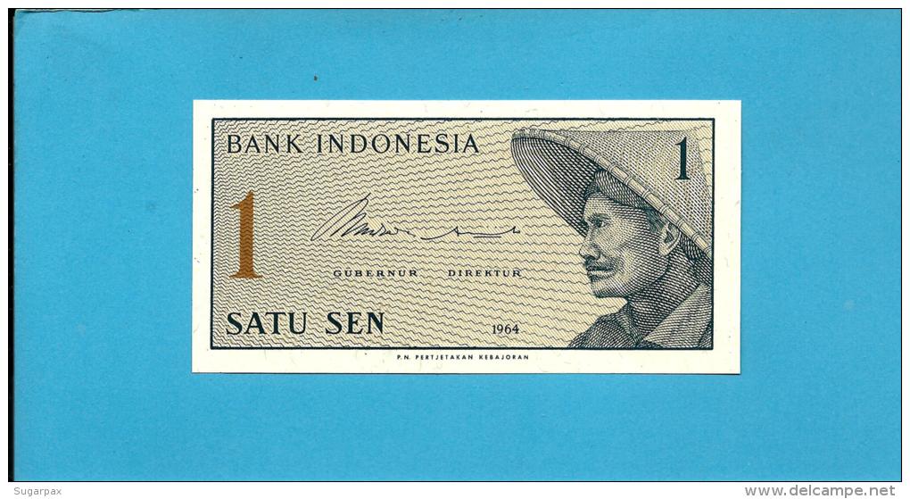 INDONESIA - 1 SEN - 1964 - P 90 - UNC. - Série XBY - Replacement - Peasant With Straw Hat - 2 Scans - Indonésie