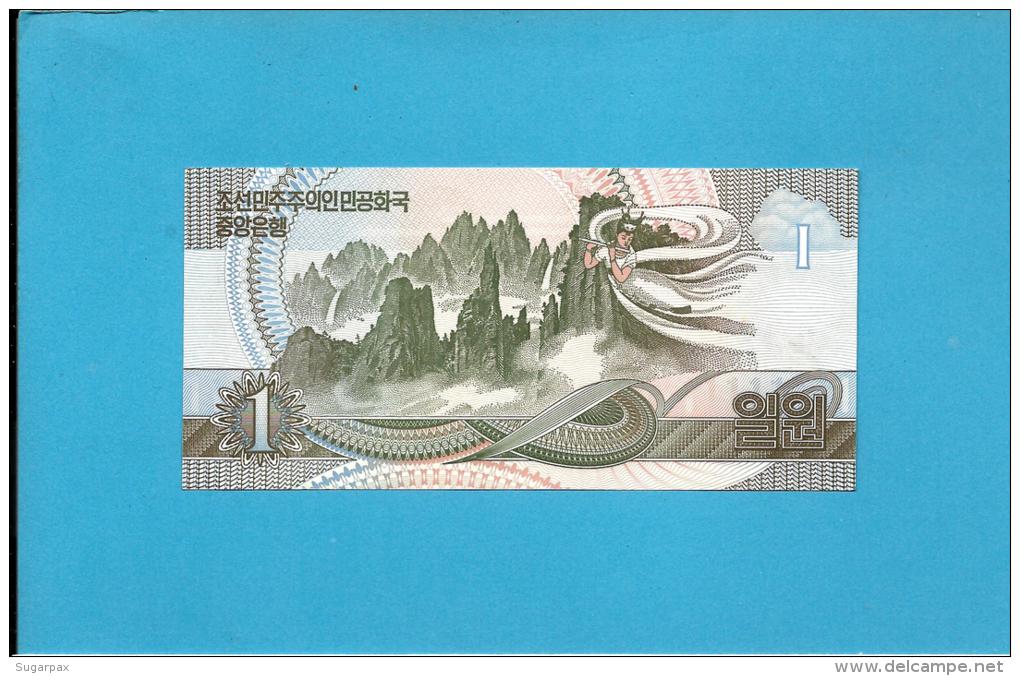 KOREA, NORTH - 1 WON - 1992 - P 39.s - UNC. - SPECIMEN - 0000828 - Low Number - 2 Scans - Korea, North