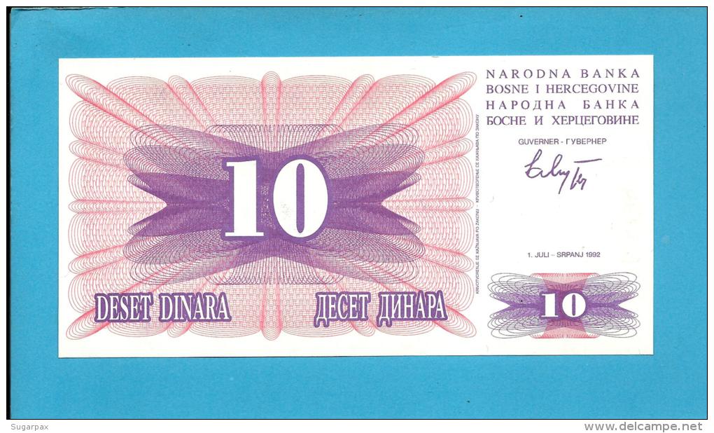 BOSNIA &amp; HERZEGOVINA - 10 DINARA - 1992 - Pick 10 - UNC. -  Prefix GF - Narodna Banka Bosne I Hercegovine - Bosnia Y Herzegovina