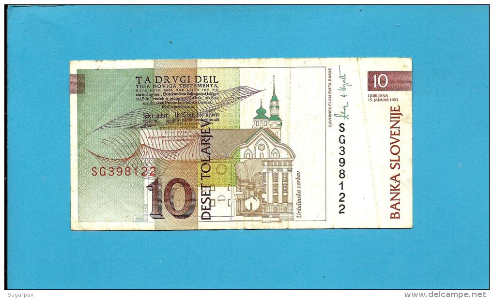 SLOVENIA - 10 TOLARJEV - 1992 - Pick 11 - Prefix SG - Banka Slovenije - 2 Scans - Slovénie