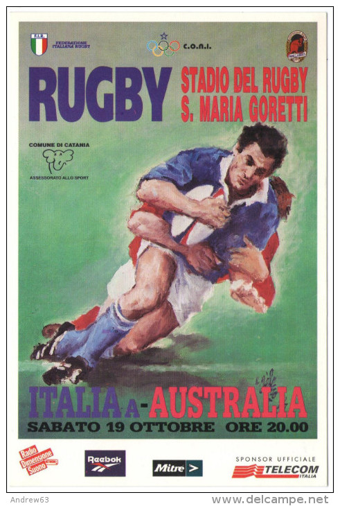 F.I.R. - Incontro Internazionale Di Rugby - Italia A-Australia - Annullo Speciale 19.10.1996 - Stadio Del Rugby S.Mar... - Rugby