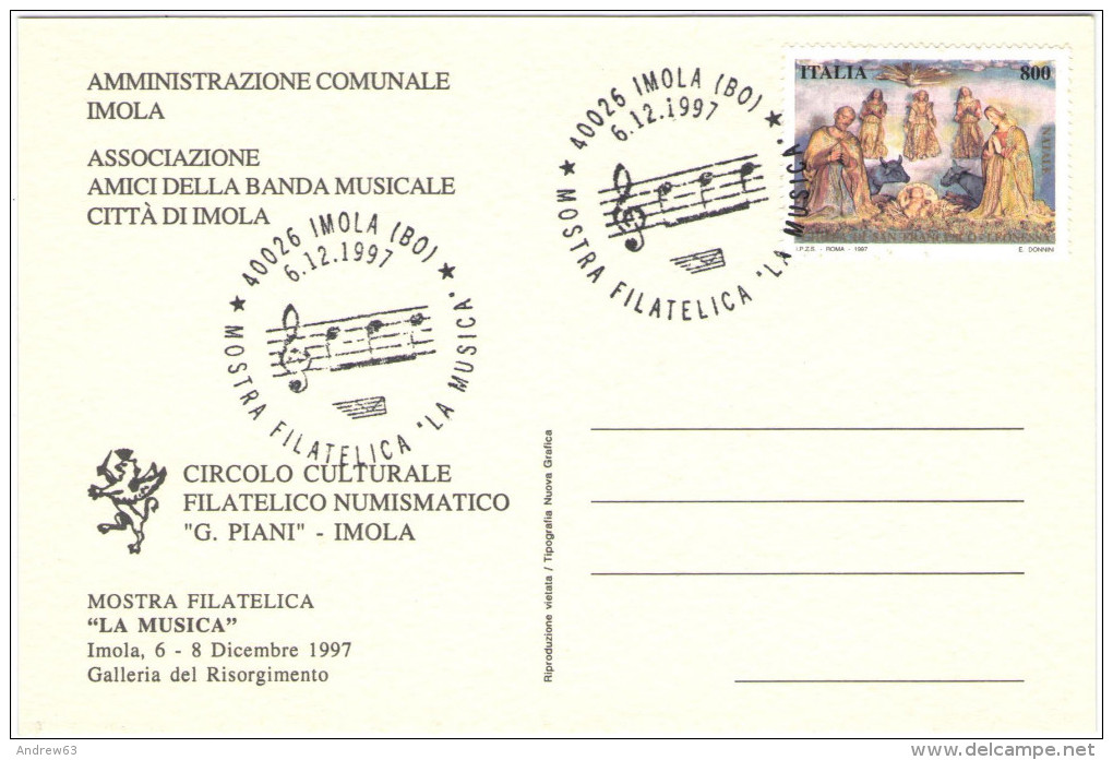Imola - Facciata Del Teatro Comunale (1853-56) - Associazione Amici Della Banda Musicale - 1997 - Annullo Speciale Mo... - Imola