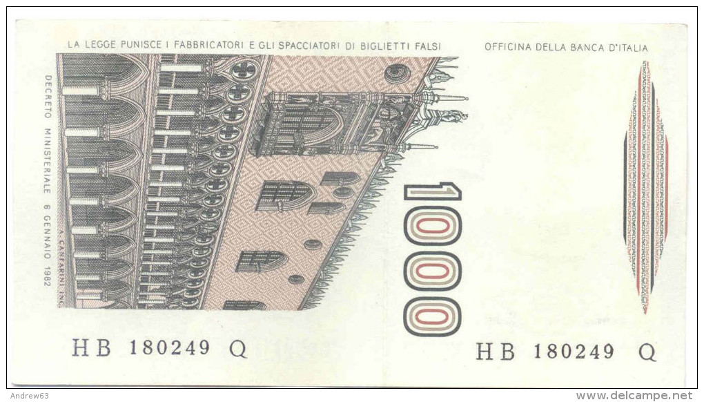 ITALIA - ITALY - 1000 Lire Marco Polo - 1982 - Serie B - Non Circolata - Fior Di Stampa - 1000 Lire