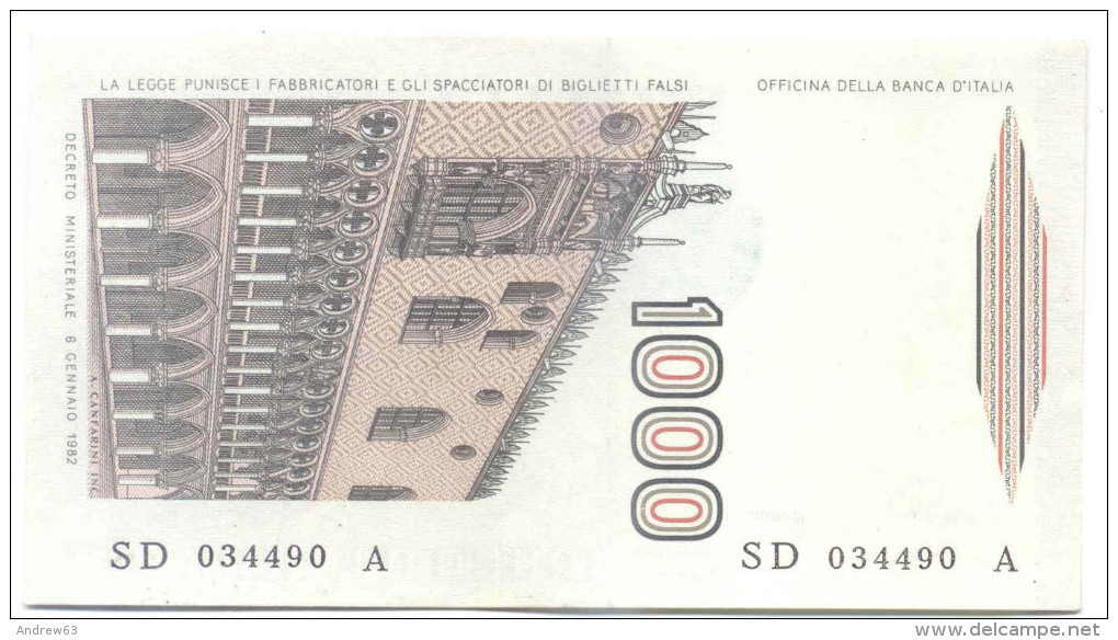 ITALIA - ITALY - 1000 Lire Marco Polo - 1982 - Serie D - Non Circolata - Fior Di Stampa - 1000 Lire