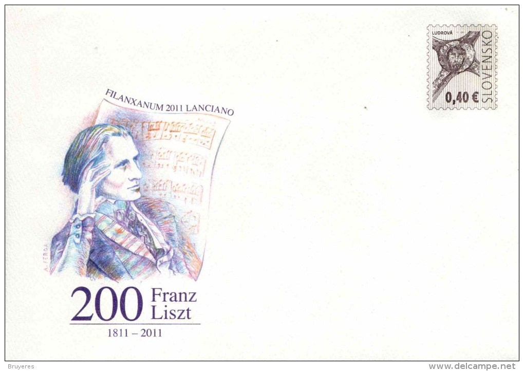 Entier Postal De 2011 Sur Enveloppe Illustrée "Franz Lizt" - Enveloppes