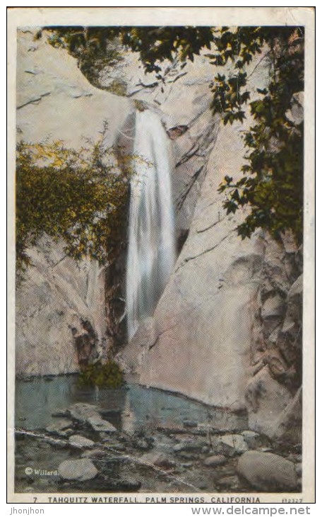 United States- Postcard Circulated In 1930  - Tahquitz Waterfall ,Palm Springs, California -  2/scans - Palm Springs