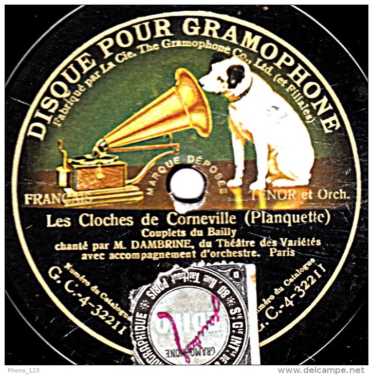 78 Trs - 25 Cm - état B - DAMBRINE - Les Cloches De Corneville Couplets Du Bailly - 2e Face Voir étiquette - 78 T - Disques Pour Gramophone