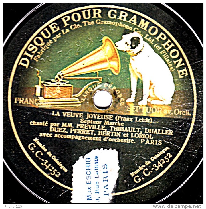 78 Trs - 25 Cm - état M -  LA VEUVE JOYEUSE - Heure Exquise - - 78 T - Disques Pour Gramophone
