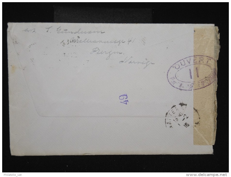 NORVEGE -Enveloppe De Bergen Pour La France En 1916 - Avec Controle - Aff Issus De Carnet - à Voir - P7911 - Briefe U. Dokumente