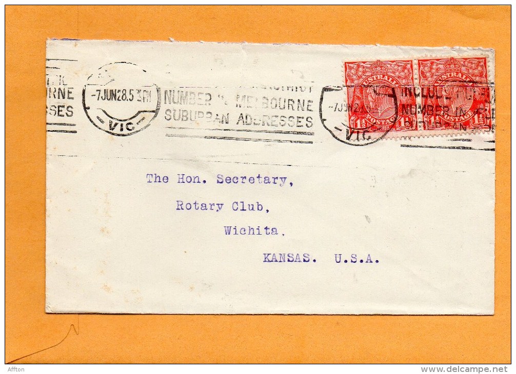Australia 1928 Cover Mailed To USA - Briefe U. Dokumente