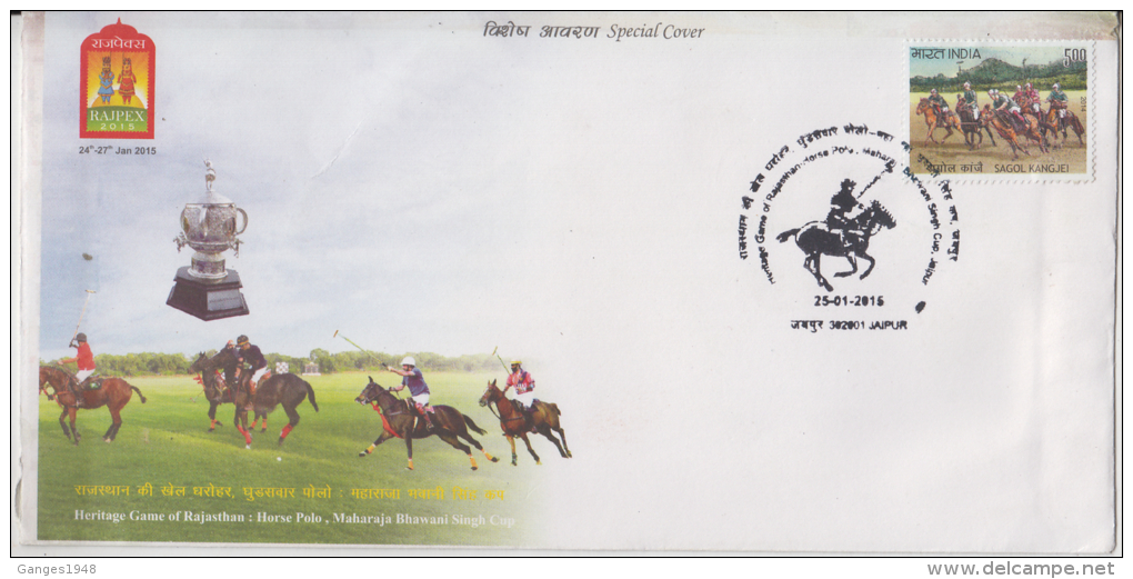 India  2015  Horses Polo  Cup  JAIPUR  Special Cover  #  85266  Indien Inde - Horses