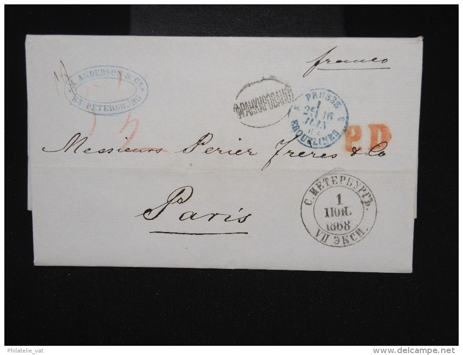 RUSSIE -Lettre ( Avec Texte De Banque ) De St Petersbourg Pour Paris En 1868 - à Voir- P7934 - Lettres & Documents