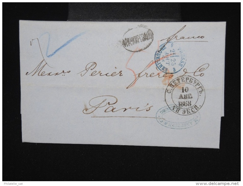 RUSSIE -Lettre ( Avec Texte De Banque ) De St Petersbourg Pour Paris En 1868 - à Voir- P7935 - Briefe U. Dokumente