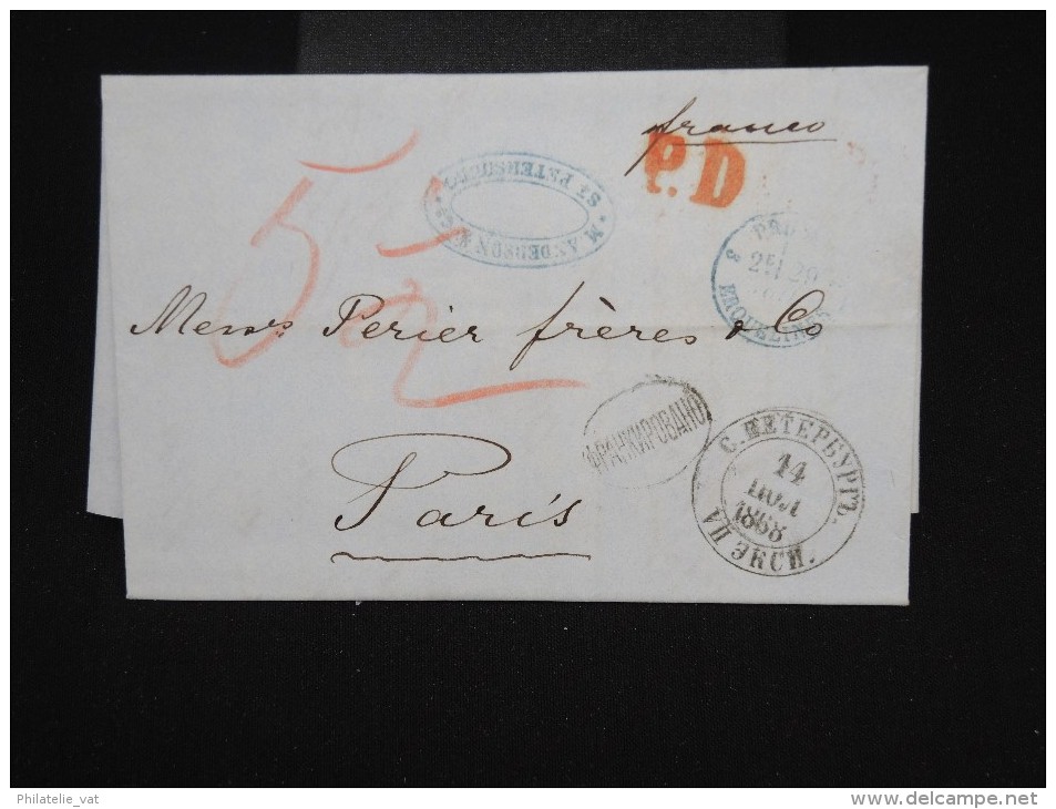 RUSSIE -Lettre ( Avec Texte De Banque ) De St Petersbourg Pour Paris En 1868 - à Voir- P7936 - Lettres & Documents