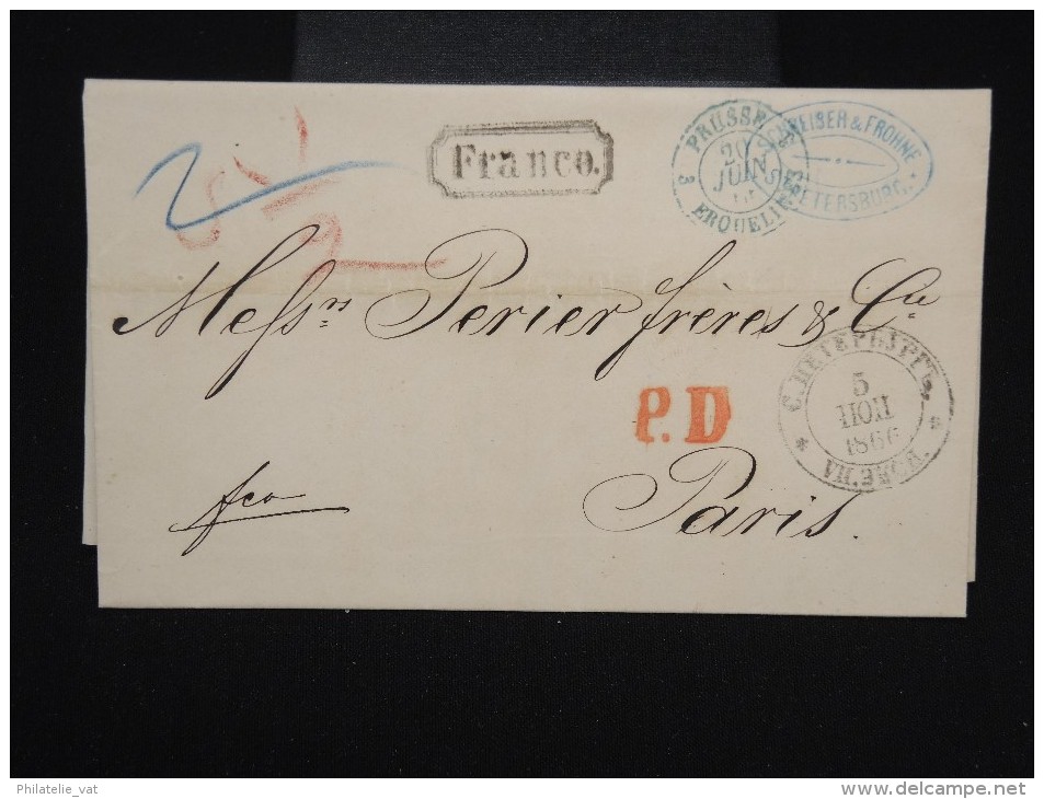 RUSSIE -Lettre ( Avec Texte ) De St Petersbourg Pour Paris En 1866 - à Voir- P7937 - Briefe U. Dokumente