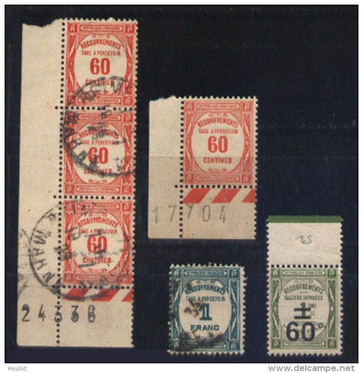 6 X De Timbre Tax, Ce 1 X Verticales Bande De3  Empreint De Bord Anguleux Et N ° 24336 + 1 X Marge Gauche * N ° 17704 - 1859-1959 Mint/hinged