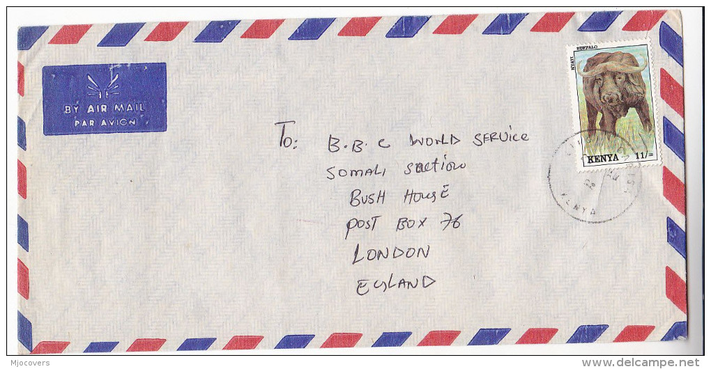 1992 Air Mail KENYA COVER 11/- BUFFALO Stamps To BBC London GB - Kenya (1963-...)