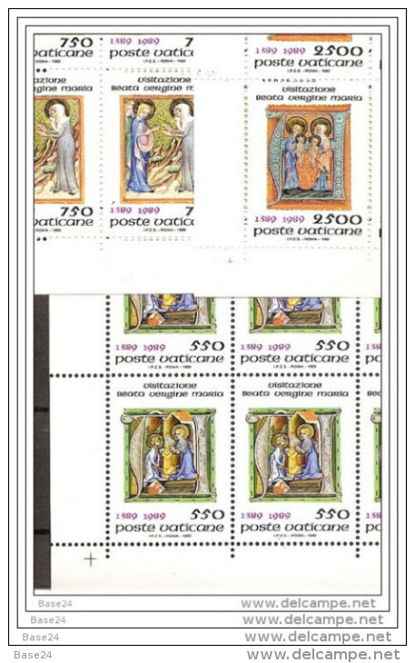 1989 Vaticano Vatican VISITAZIONE 20 Serie Di 3v. In Foglio MNH** Sheet - Nuovi