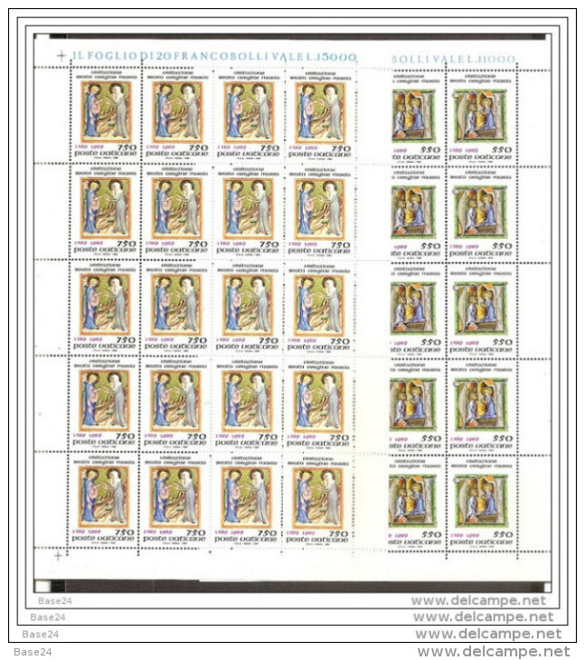 1989 Vaticano Vatican VISITAZIONE 20 Serie Di 3v. In Foglio MNH** Sheet - Nuovi