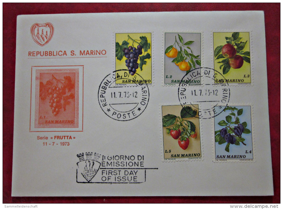 COVER Brief 1973 SAN MARINO FDC Früchte Briefmarke - FDC