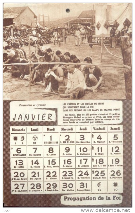 Calendrier 1957  De La Propagation De La Foi - Autres & Non Classés