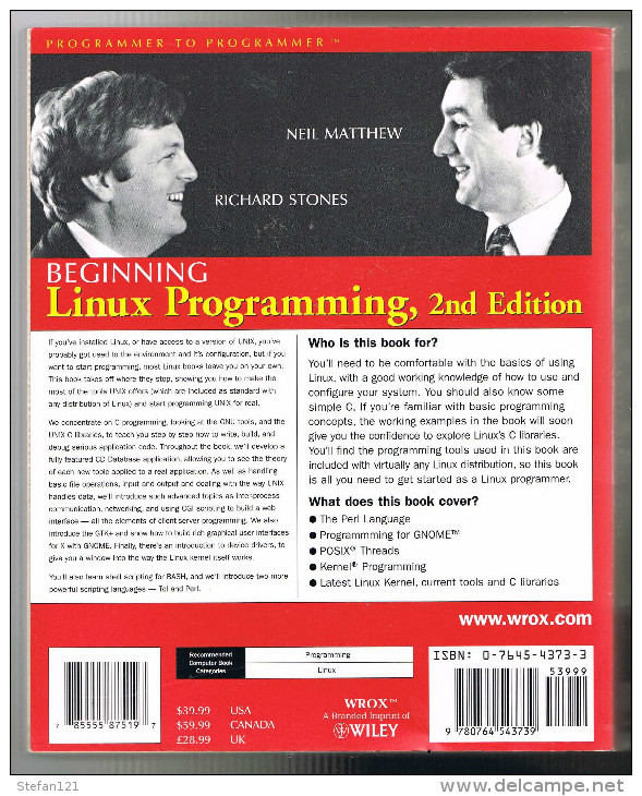 Beginning Linux Programming 2nd édition - Stones, Matthew - 2003 - 946 Pages 23 X 18,5 Cm - Ingénierie