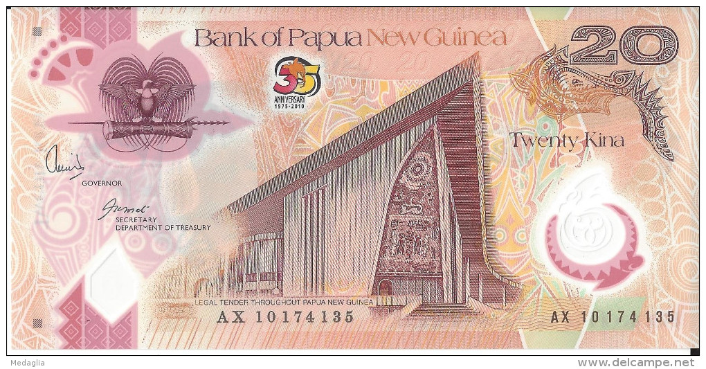 NOUVELLE GUINEE - 20 Kina Polymer Anniversaire 2010 UNC - Papouasie-Nouvelle-Guinée