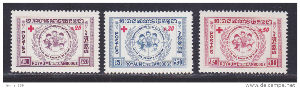 CAMBODGE N°   81 à 83 ** MNH Neufs Sans Charnière, TB  (D32) Amitié Des Enfants Du Monde, Croix Rouge - 1959 - Cambodia