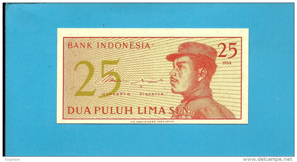 INDONESIA - 25 SEN - 1964 - P 93 - UNC. - Série CTW - A Volunteer Man In Uniform - 2 Scans - Indonesia