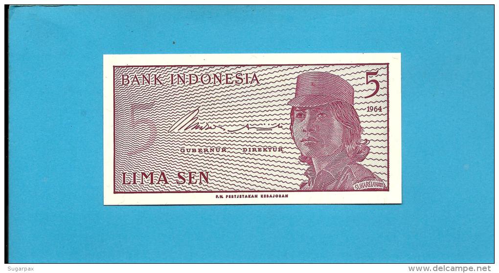 INDONESIA - 5 SEN - 1964 - P 91 - UNC. - Série XAG - Replacement - Female Volunteer In Uniform - 2 Scans - Indonésie