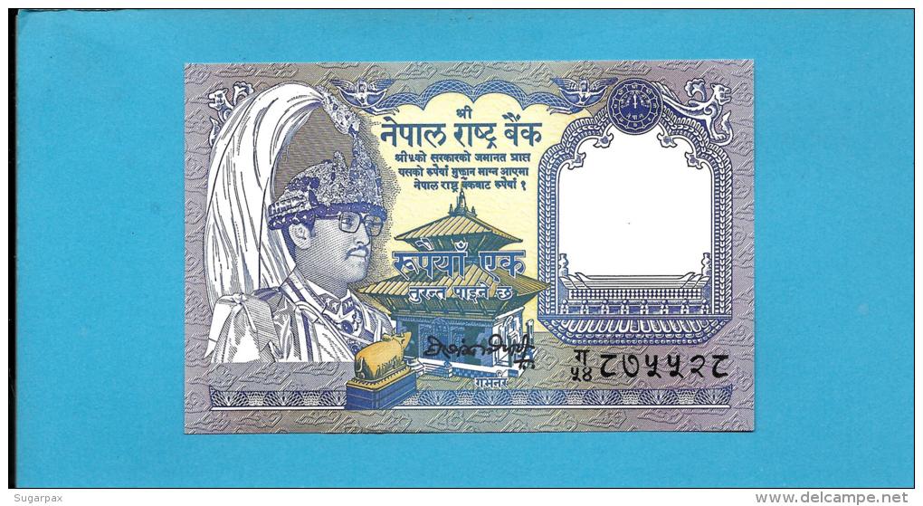 NEPAL - 1  Rupee - ND ( 1991 -  ) - P 37 - Sign. 12 - UNC. - King Birendra Bir Bikram - 2 Scans - Népal